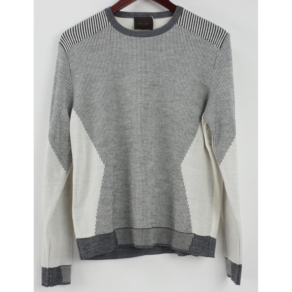 New Relive Knitwear Men's IT Size 46 Wool Birdseye Color Block Jumper Sweater